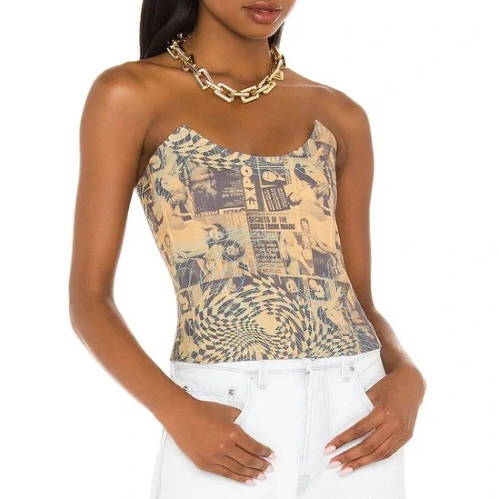 Miaou Leia Corset Top in Wanted, Size XS - Picture 3 of 7